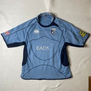 Canterbury Cardiff Blues Rugby Jersey Mens 2XL Blue EADS Sponsor Short Sleeve